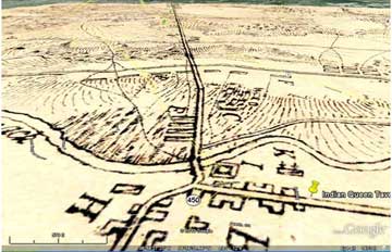 1814 D. Evans map superimposed in perspective, Bladensburg Battle