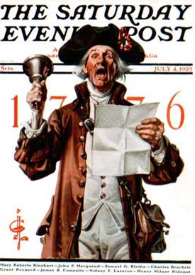 Norman Rockwell's 1925 take of a colonial town crier.