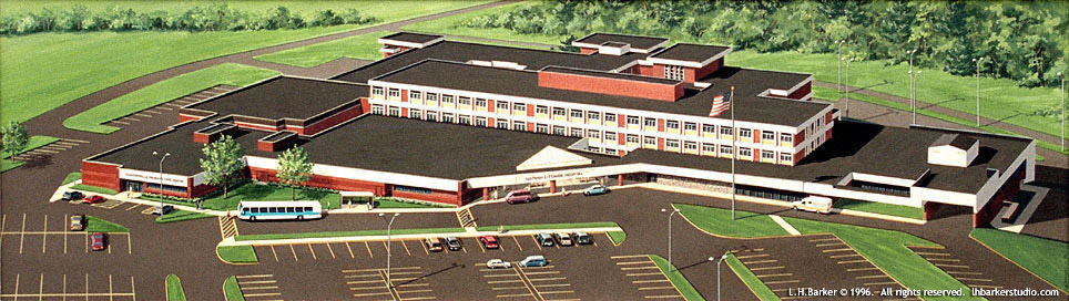 Aerial perspective of Nathan Littauer Hospital, Poughkeepsie, NY