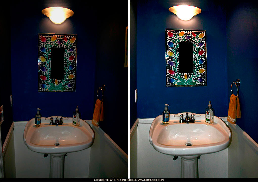 before and corrected/after Cape view, half bath