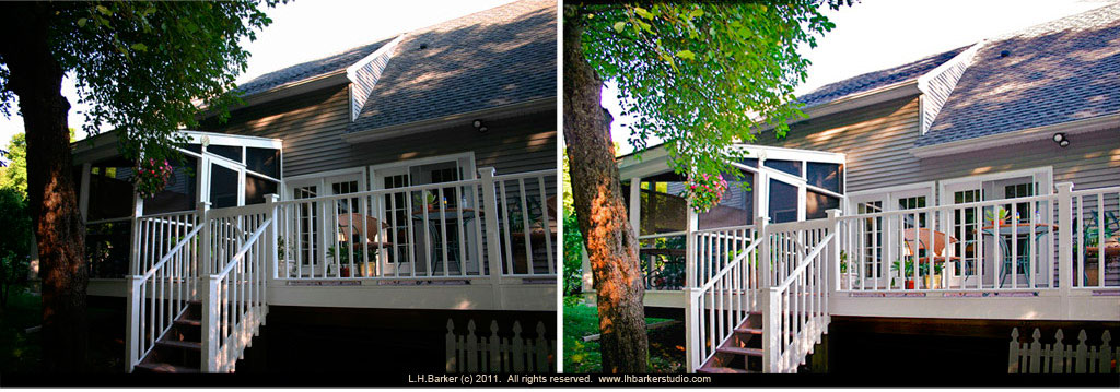 before and corrected/after Cape view,  deck