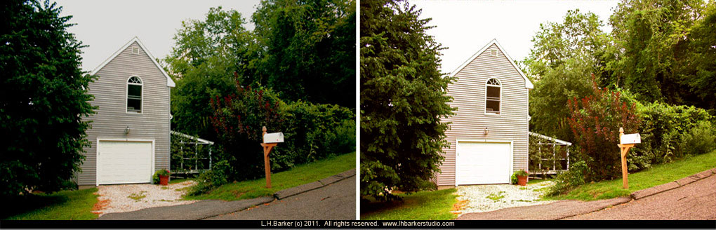 before and corrected/after Cape view,  street view