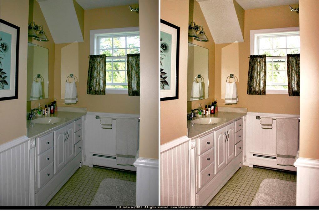 before and corrected/after Cape view,  full bath